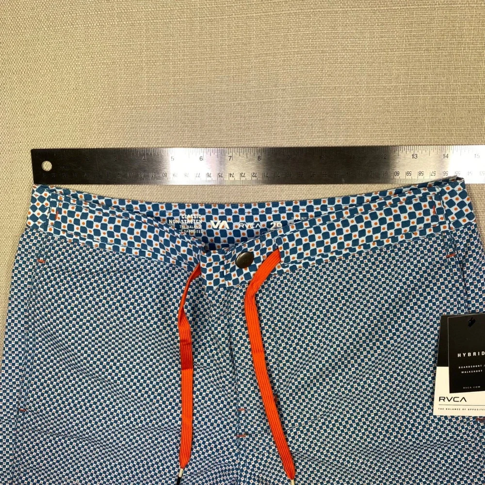 RVCA Mens Oddball Hybrid Boardshorts Blue Orange Geometric Print Size 29 NWT